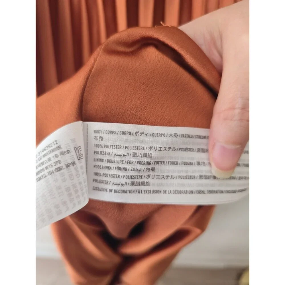 Abercrombie Fitch Giselle Pleated One Shoulder Maxi Copper Terracotta Dress XSP